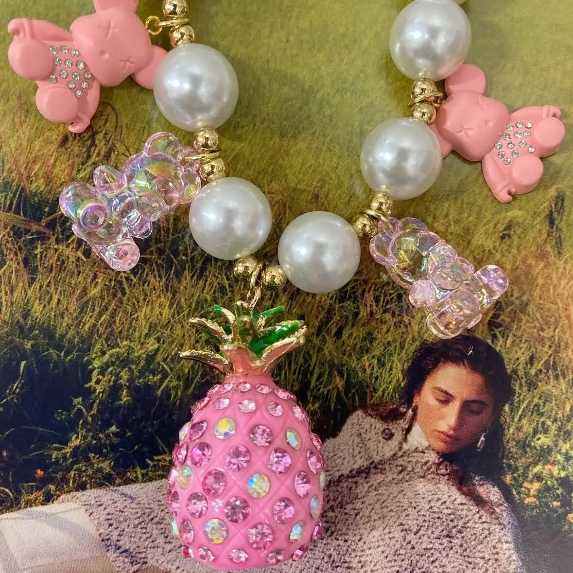 ●PINK PINEAPPLE● BEAR NECKLACEPINK m1037_1055173 a923bd244a09d626bd9e775a5d5c7e