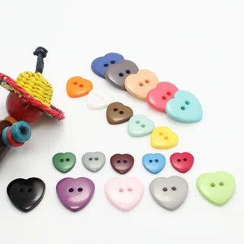 high quality cheap price wholesale 2 hole colorful heart shape plastic resin button for diy accessories