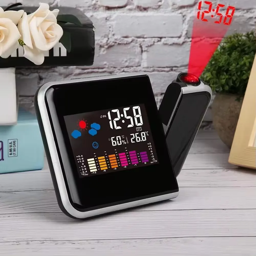 Voice Control with Backlight Projector Color Screen Time Projection Office Table Clocktable Clock Display Led Table Clock