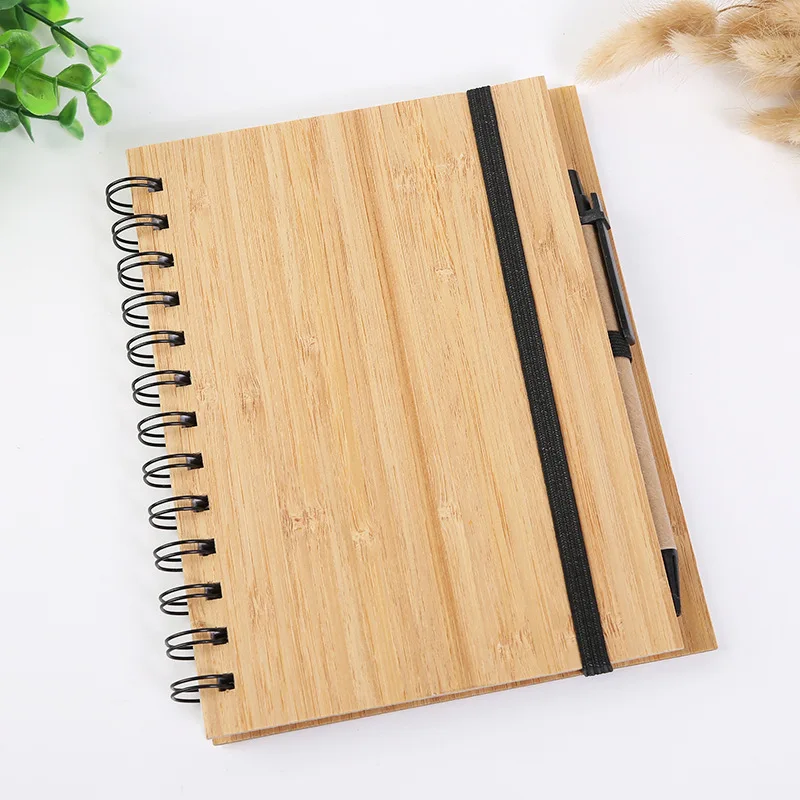 New Design Custom Recycled ECO Friendly Bamboo Notebook 70 Sheets Lined Notebook With Pen