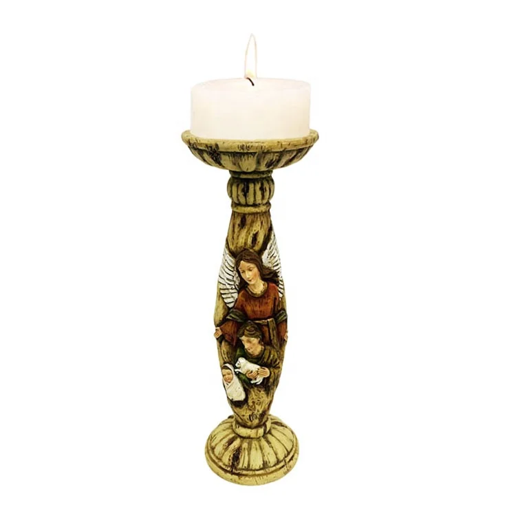 Black ceramic antique candle holder Roman column design pillar candle holder  black color for halloween holiday party decoration