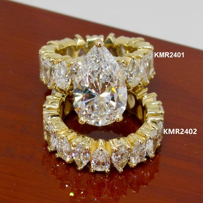 Women Fine Jewelry Rings 5 Carat Vvs Diamond Pear Cut Moissanite