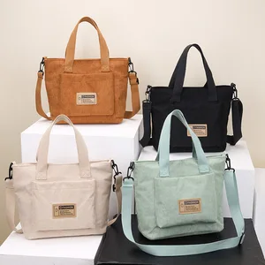 Cute Corduroy Material Handbags 2026 New Custom logo Top Handle Shoulder Bags for Women Students Bags