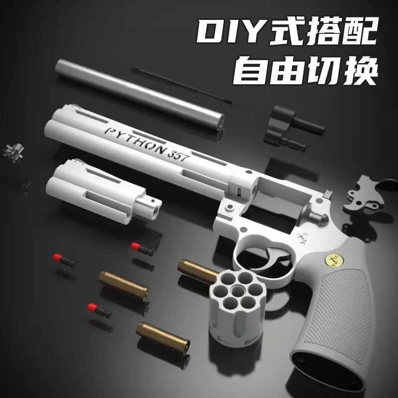2022 New Revolver Soft Projectile Gun Serial Alloy Pistol Mechanical Serial Firing Disassembly Alloy Wheel Toy Gun