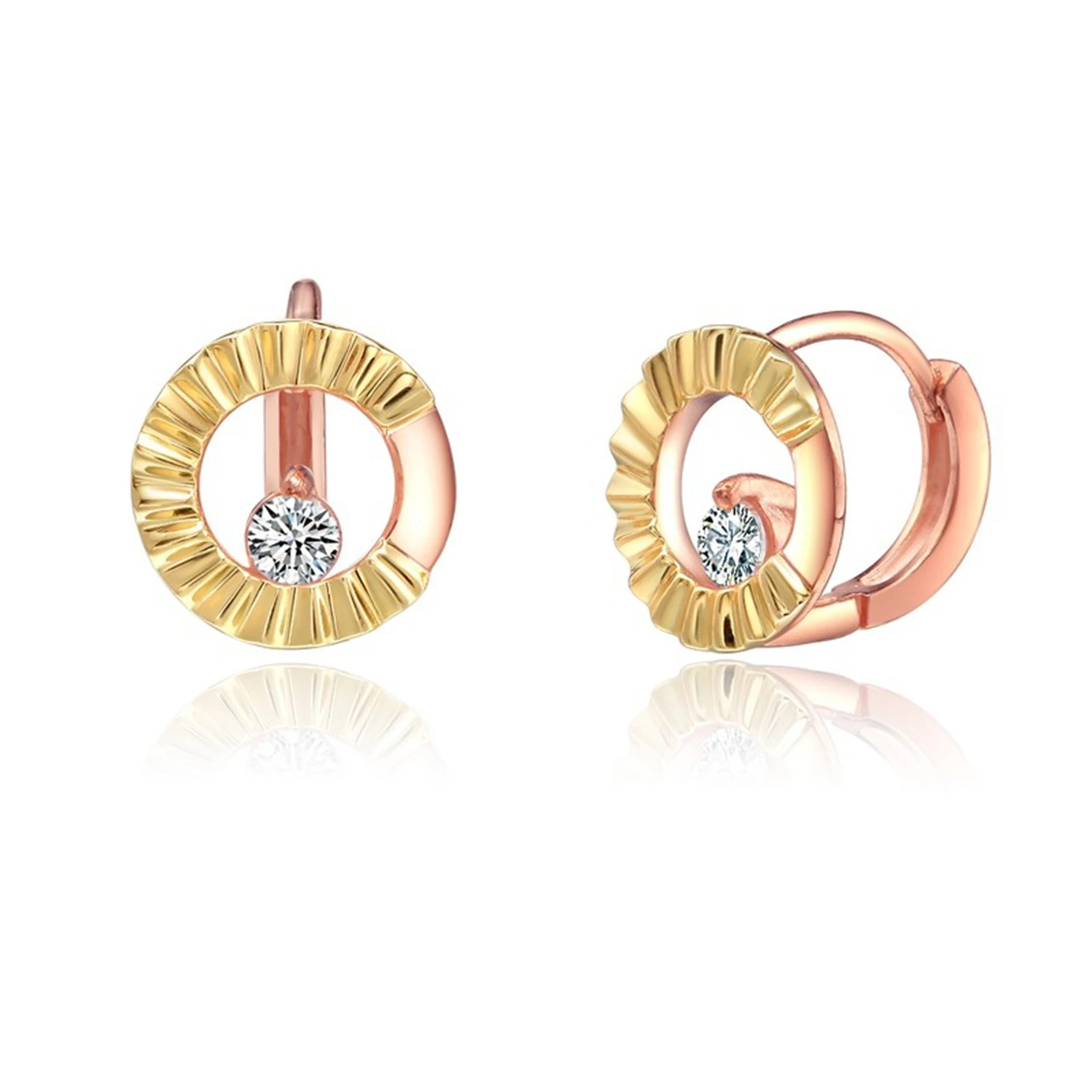2021 New design minimalist rose gold zirconia women earrings double hoop earrings jewelry(图5)