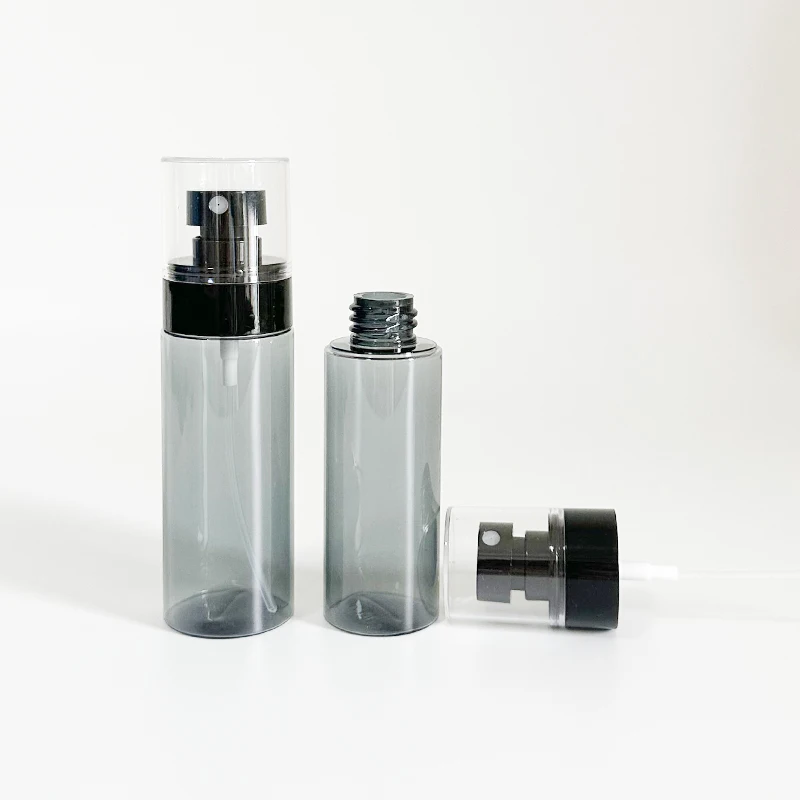 Empty Fine Mist 120ml Round PET Plastic Perfume Toner Black Spray Bottle Screw Cap 30ml 60 80 100 ml