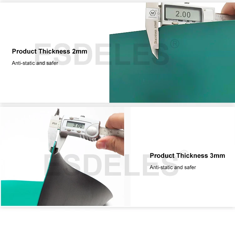 Custom Antistatic Esd Mat Green Grey Blue Table Rubber Table Mat Roll