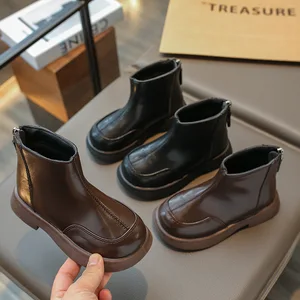 Children's Autumn Winter Waterproof Non Slip Girls' Boots Girls' Short Boots Shoes Walking Boots With Back Zipper