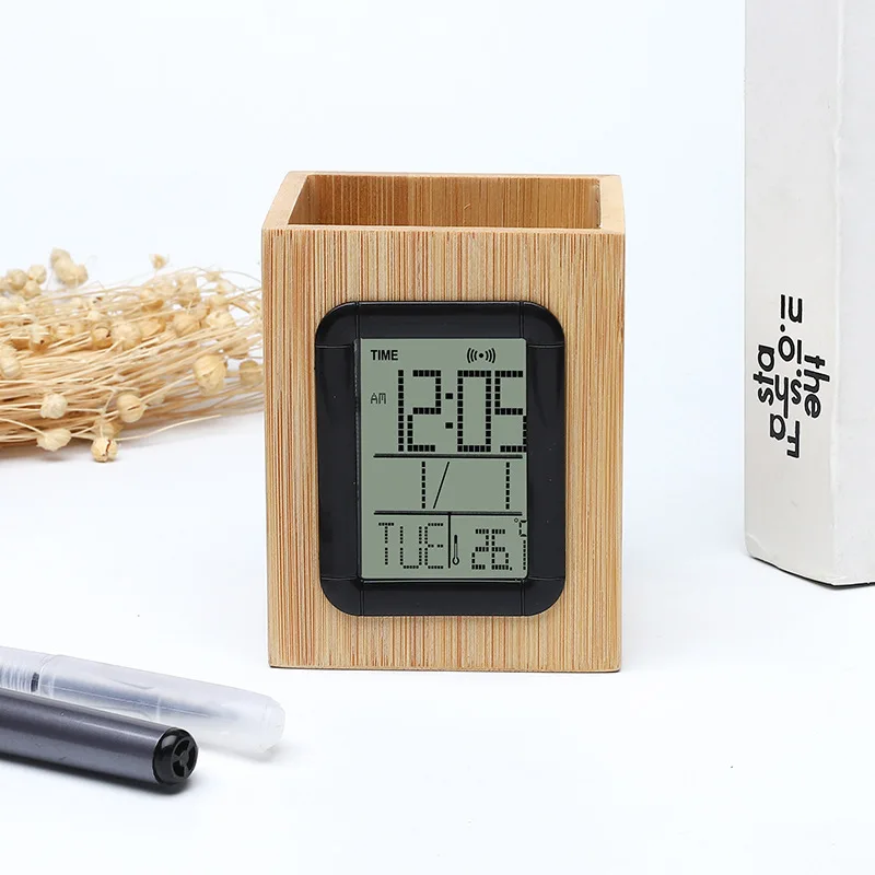 Creative Pen Holder Alarm Clock Digital Electronic Temperature Perpetual Calendar Date Multifunctional Clock