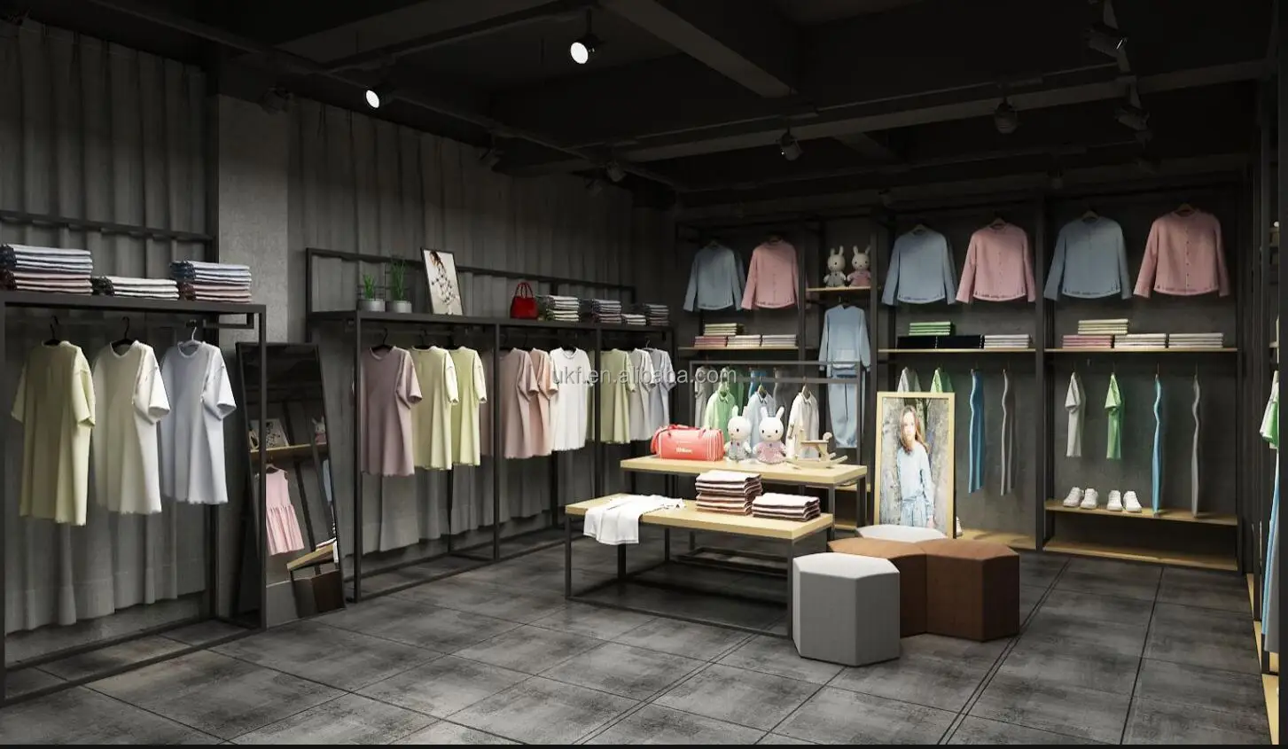 Customized Clothes Store Layouts 3d Rendering Clothing Shop Interior ...