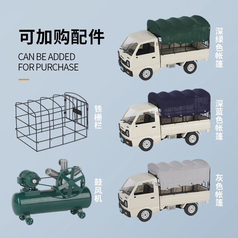 WPL D14 1:10 4WD RC Truck with Brushed Motor & LED Lights