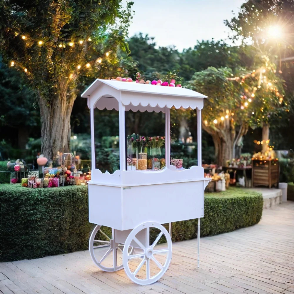 PVC Flower Cart Display Stand With Wheels for Wedding Garden Event Christmas Easter Graduation Market Decoration Use