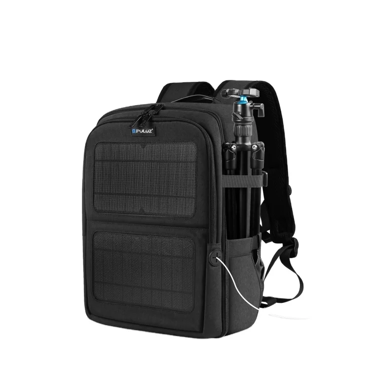 High Quality Outdoor Chargeable Solar Backpack PULUZ Solar Power Portable Camera Dual Shoulders Backpack Laptop Bag