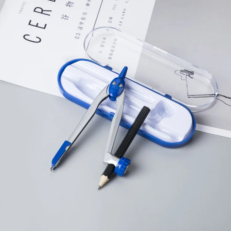 China Factory Low Price High Quality Metal Math Compasses Set With One Pencil In Plastic Case