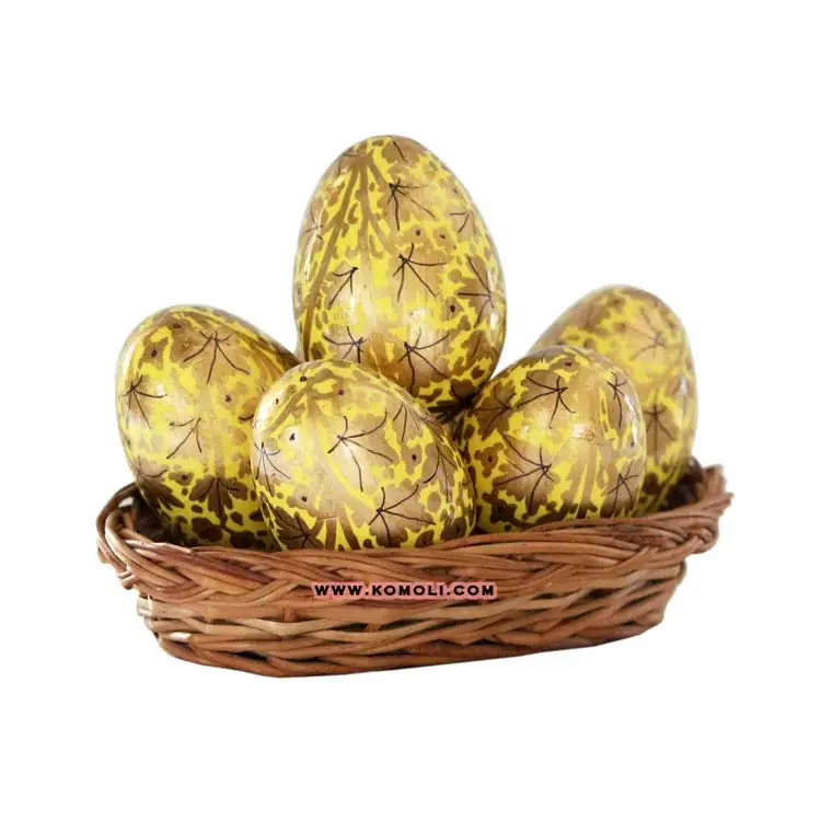 Yellow golden leaf design Easter decorations eggs wholesale