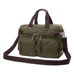 Hot Selling Men Messenger Bag with Wholesale Price Large Capacity Convertible Canvas Handbag for Travelling Retro Briefcase Bag