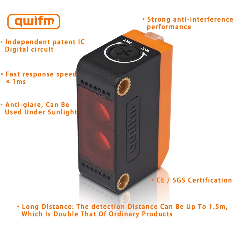 Diffuse Type 1M Npn No Independent Infrared level Photoelectric Sensor For Parking System