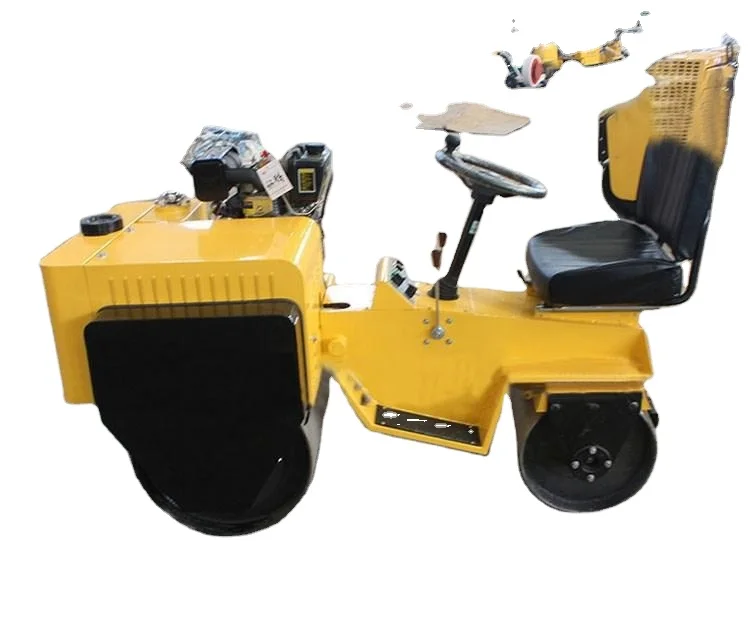 Factory Mini Small 1 Ton Drive on Double Drum Vibratory Road Roller Double Drum Made in China