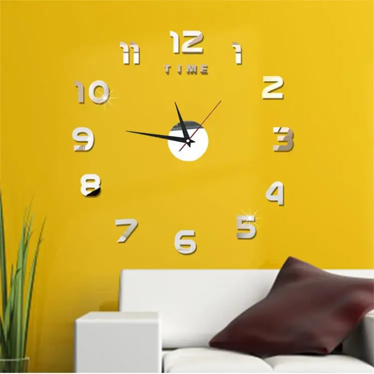 Popular  Modern Minimalist Design  3D  Frameless Acrylic Sticker Large Round  DIY Wall Clock