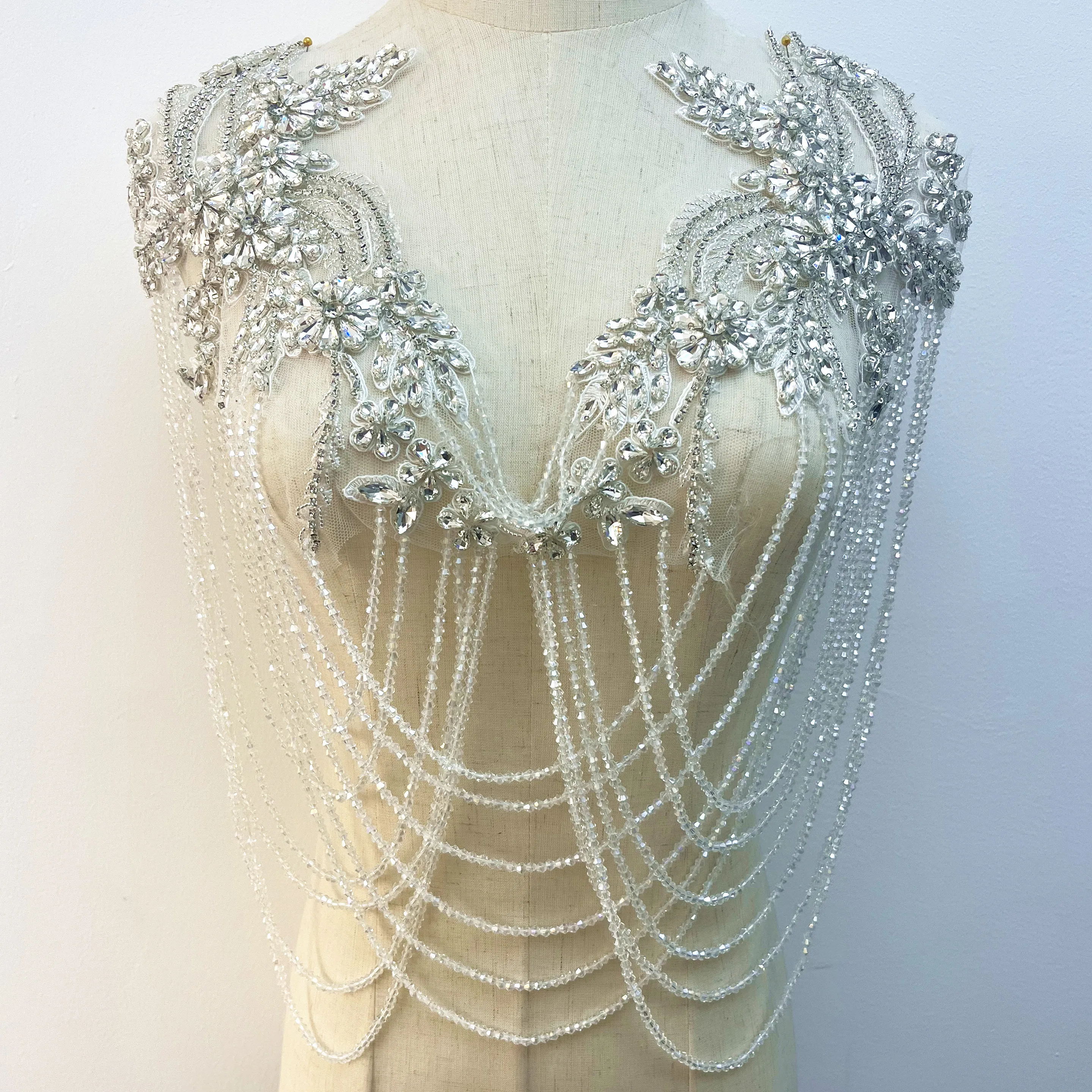 Wholesale Bridal Dress Silver Gold Crystal Tassel Fringe Bodice Applique  Full Body Trim Green Orange Flower Sew-on Technique| Alibaba.com