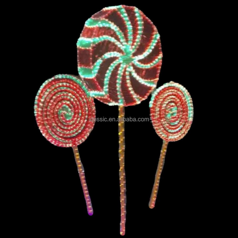 Outdoor 3D Large Illuminated Pathway Displays Christmas Lollipop Decorations for Winter Wonderland Light Show