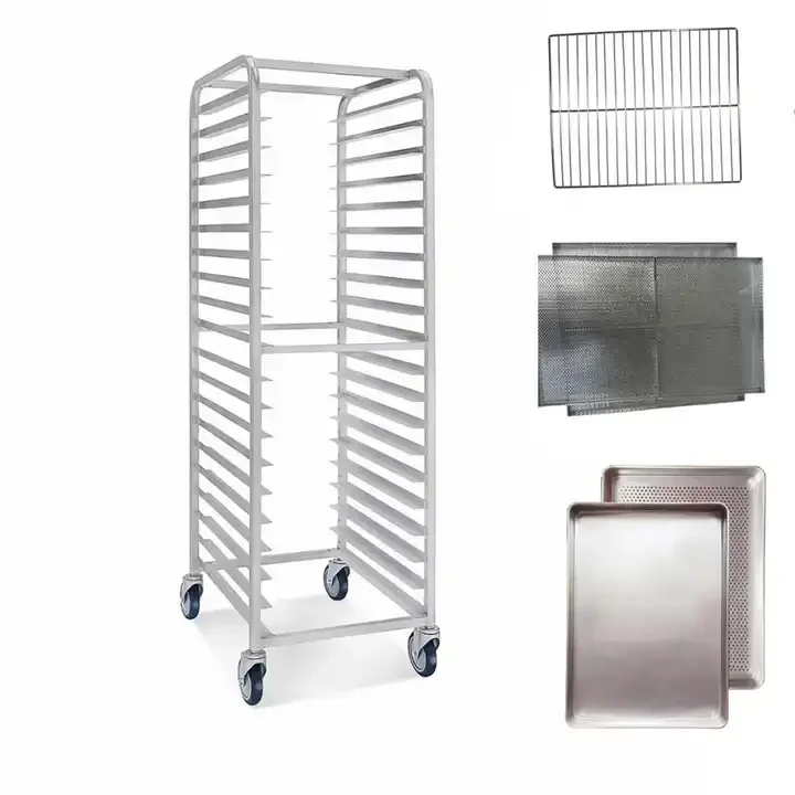 Commercial Stainless Steel Bread Pan Cooler Bakery Tray Rack Trolley Moving  Service Trolley for Bakery 40*60cm Pan 9/15/18 Tiers