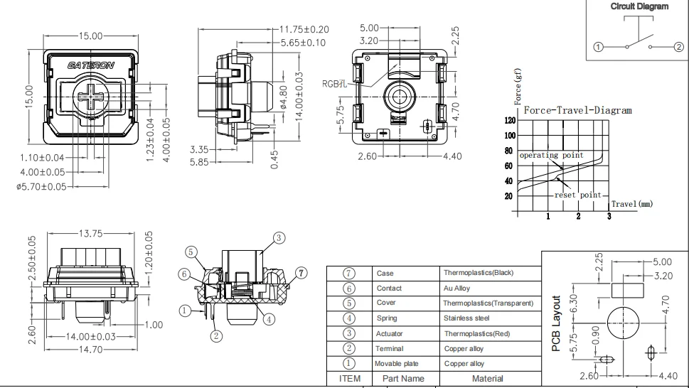 gateron switch dimensions