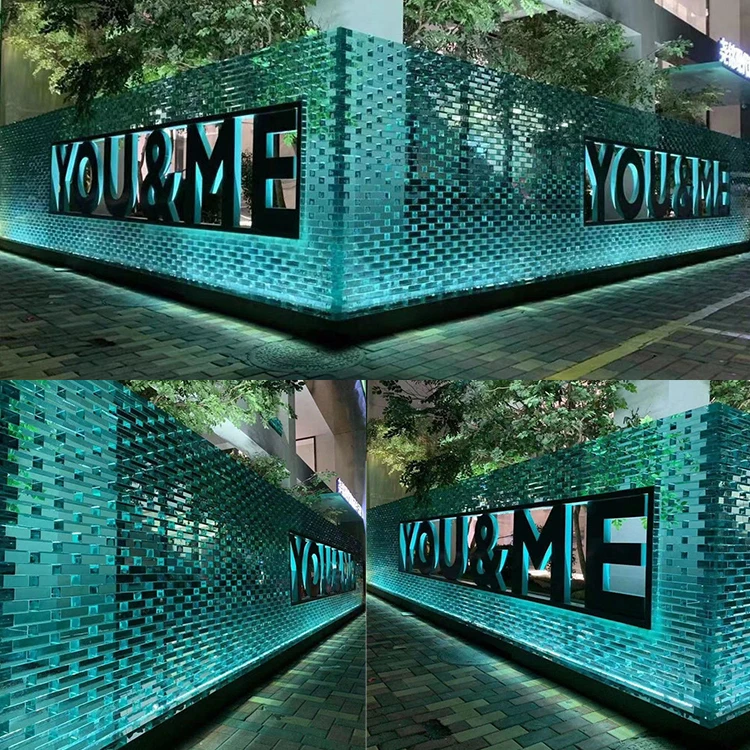 Blue Color Glass Brick Block for Showcase Wall Crystal Hot Melt Building Glass Blocks Bricks Rectangular Solid Glass Bricks Wall