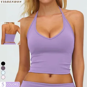 YISHENHON Custom Logo Nude U-Neck Womens Gym Sports Bra with 5 Colors Breathable Fitness Athletic Bra for Yoga Training