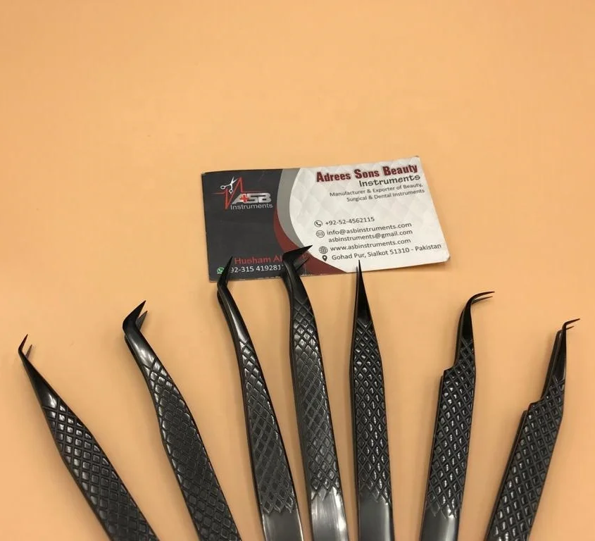 Black Plasma Japanese Stainless Steel Diamond Grip Eyelash Tweezer