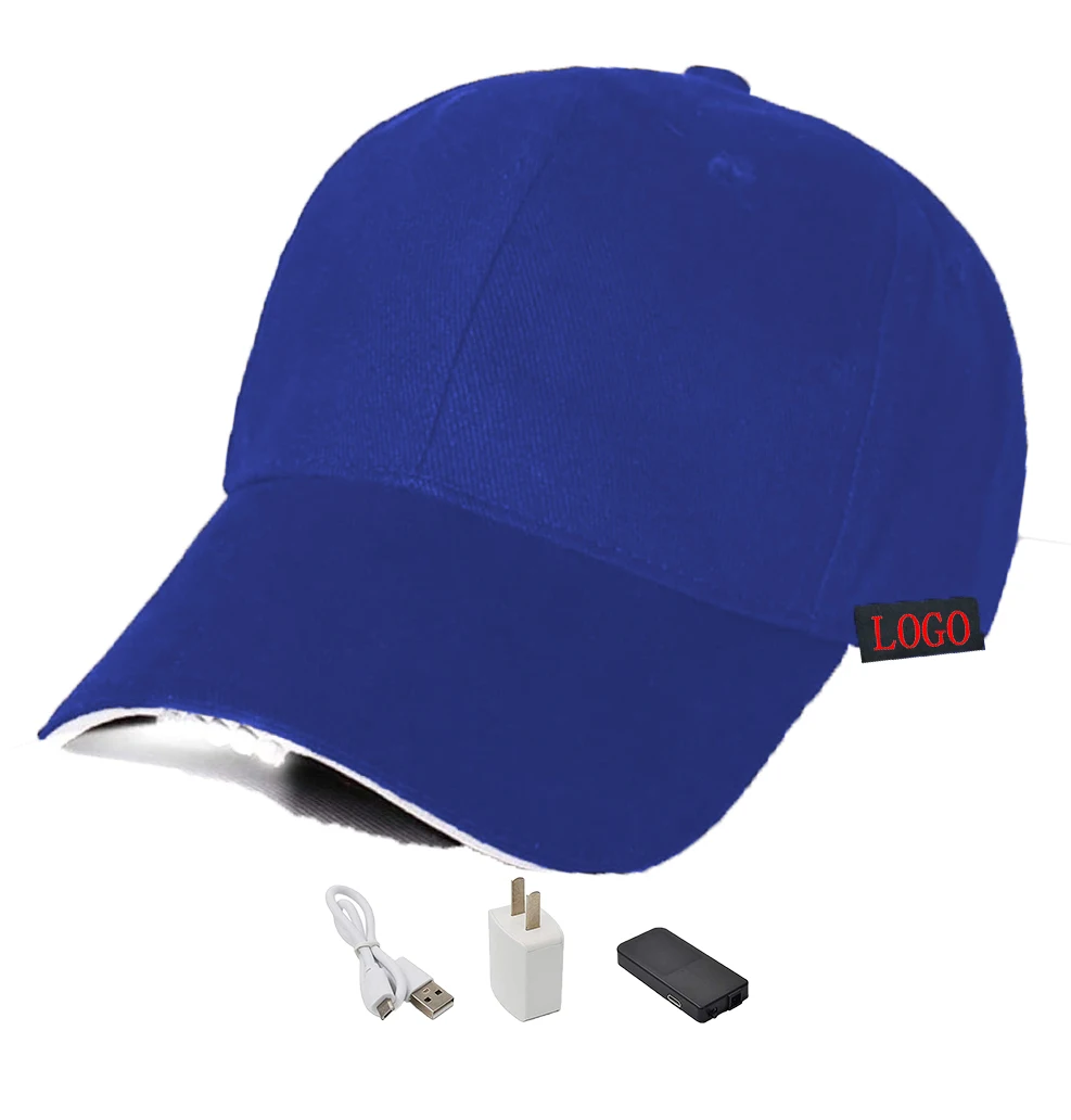 low moq Bright Lights Unisex LED Flashlight Brim Lighting led hat cap logo custom cap with led light