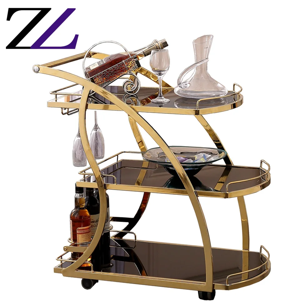 Cafeteria Kitchen Accessories Utensils Food Serving PARA Eventos Kenya  3-Tier Tempered Glasses Stainless Steel Serving Coffee Gold Cart Bar Drink  Trolley Luxury - China Drink Trolley, Bar Drinks Trolley