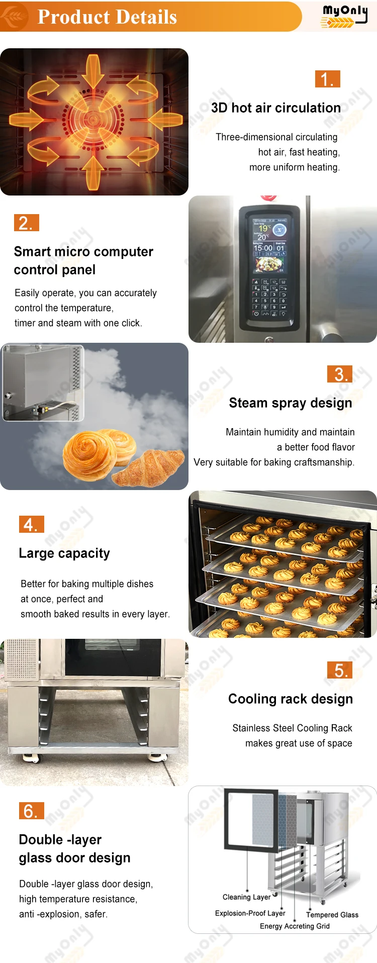 Horno Electrico Industrial Conveccion Vapor Gas Convection Oven 5 Tray