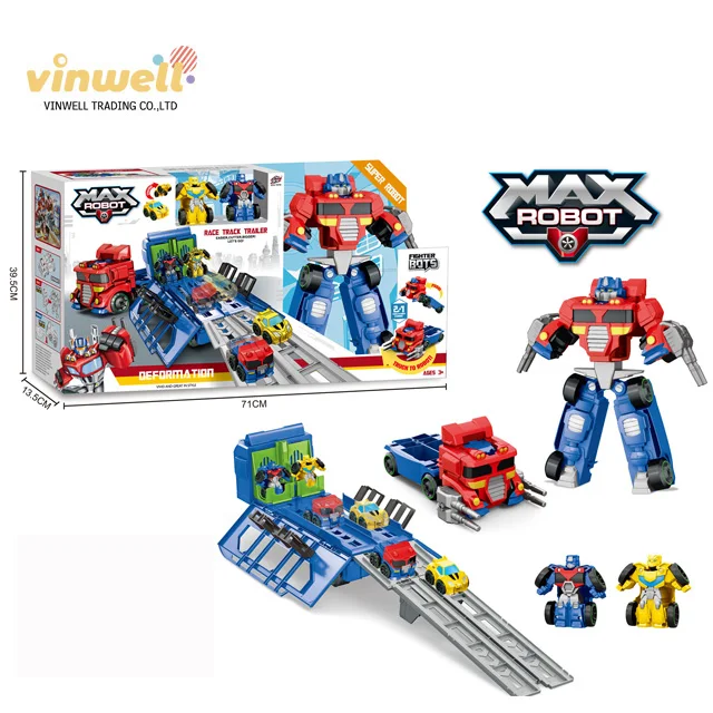 3 Color Max Robot Tractor Game Car Game with Carriage and Flash Deformation Robot Car