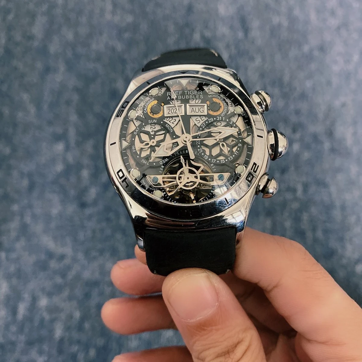 Reef Tiger RT Sport Men's Skeleton Luminous Automatic Watch