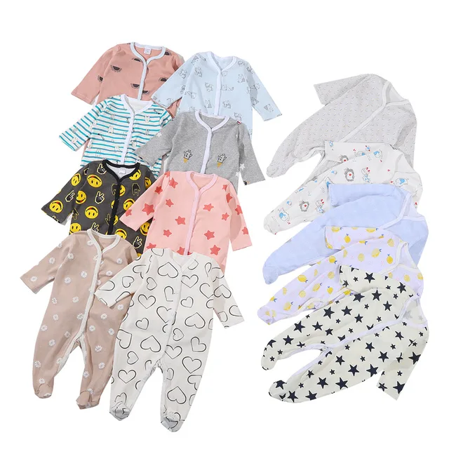 Cross-border Factory Foreign Trade Baby Long-sleeved Foot-wrapped Climbing Clothing Newborn Cotton Fart-wrapped Clothing Childre