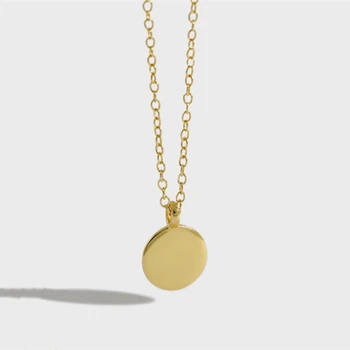 Sterling silver 925 jewellery 18k Gold Vermeil Blank Disc Pendant Necklace 925 Sterling Silver