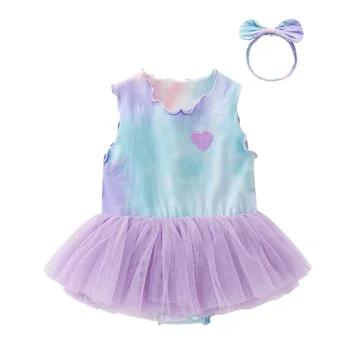 Summer newborn dress baby girl mesh princess dress soft princess dress infant baby bodysuit dress