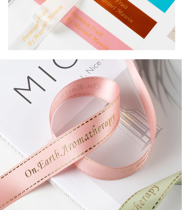 Wholesale Custom Ribbon Personalized 3d Embossed Printing Satin Ribbon