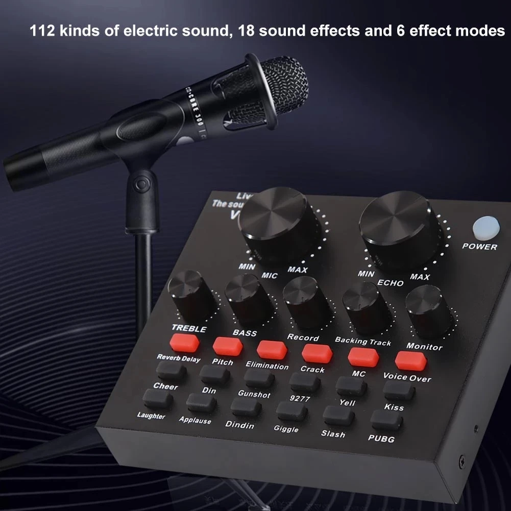 V8 Audio USB External Sound Card Headset Microphone Webcast Personal Entertainment Streamer Live Broadcast for PC Phone Compute