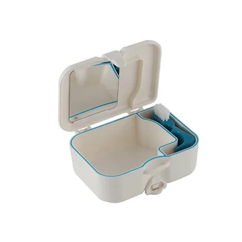 Supported Mirror /Brush Plastic Denture Bath Storage Box