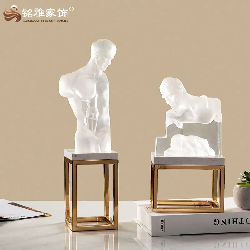 Factory Custom Resin Metal Craft Art Statue Interior Art Design Transparent Resin Nude Human Sculpture