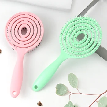 Hollow Out Sweet Pink Color Massage Comb Detangling Hair Brush Comb For Women