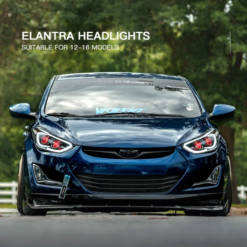 Car Led Lights 4lens Headlights For Hyundai Elantra 20122016 Headlight Projector Dynamic