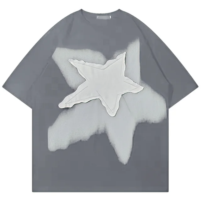 Distressed Embroidered T-Shirts - Vintage White Acid Wash