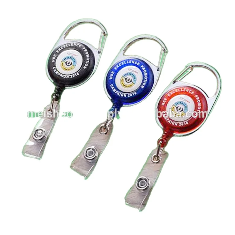 Retractable Beltzip Carabiner ID Card Badge Reel with Epoxy Logo