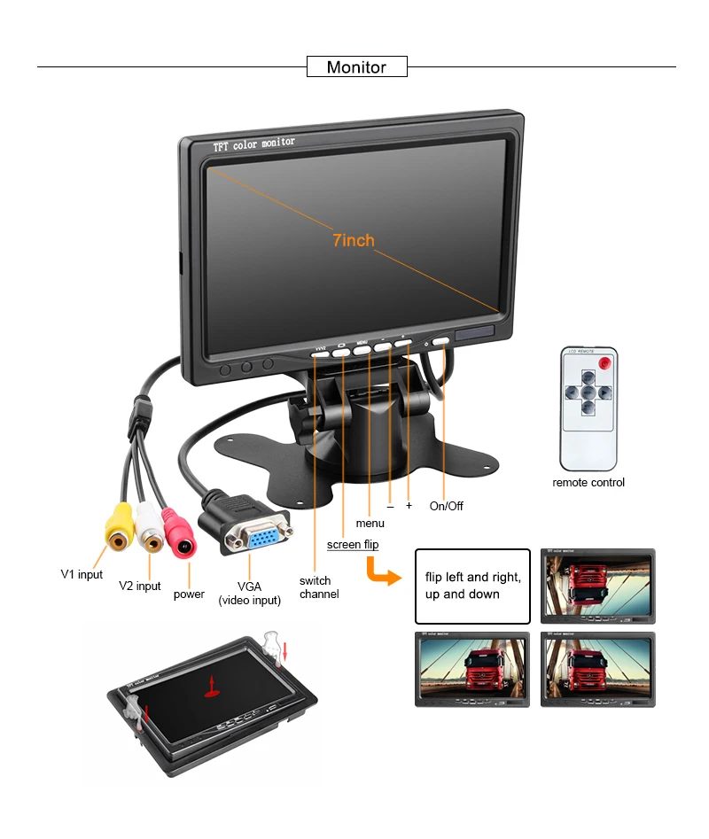 MDVR Kit with WIFI GPS 4Channel 1080P AHD Two SD Card Mobile DVR 4 IR Night Vision Waterproof Cameras and 7 Inch VGA Monitor