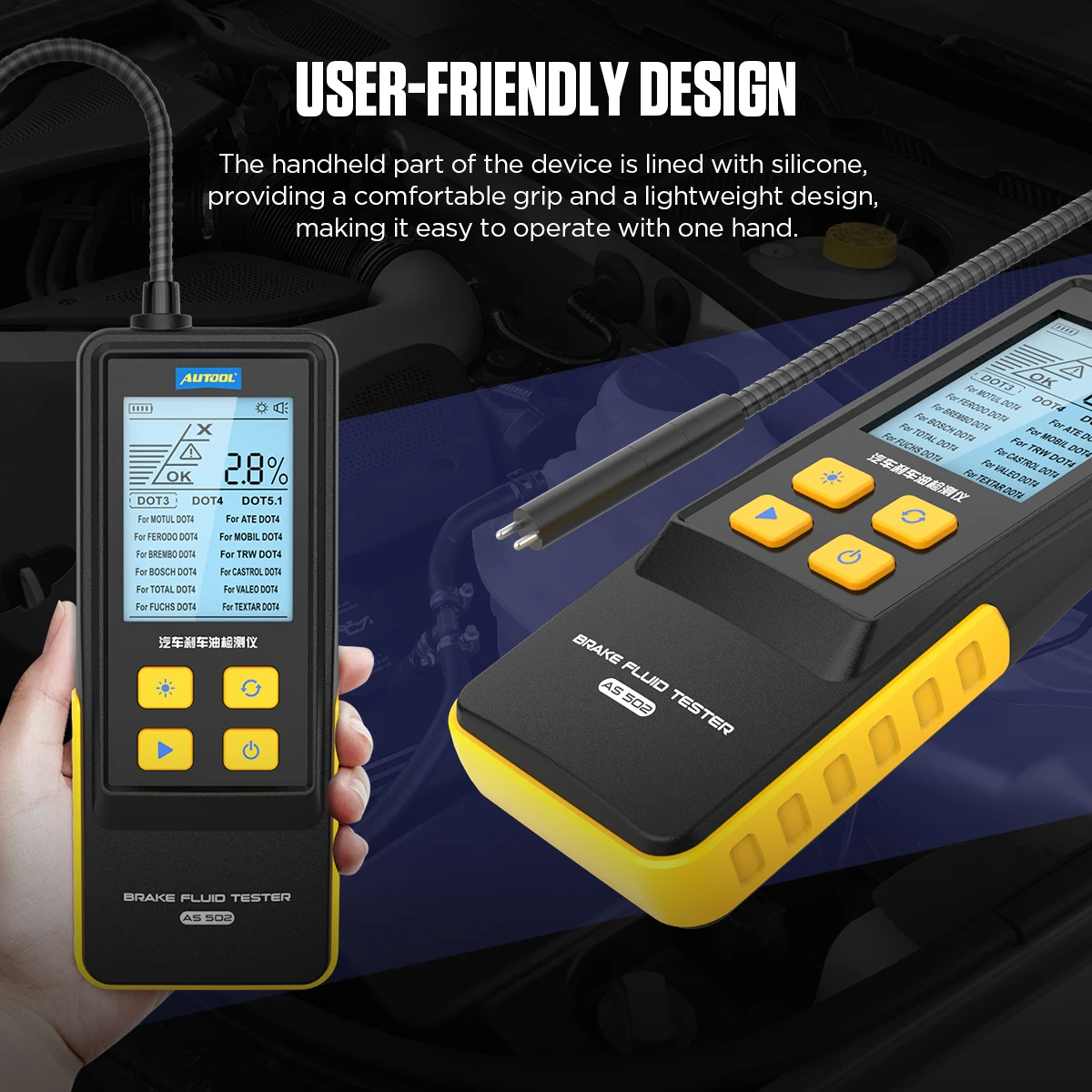 AUTOOL Factory AS502 Professional Electronic Dot Brake Fluid Digital Tester for Cars