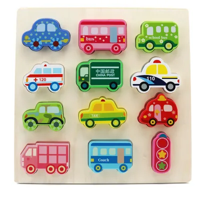 High Quality Wooden 3d Puzzle Educational Wooden Car Jigsaw Puzzle Toy For Kids