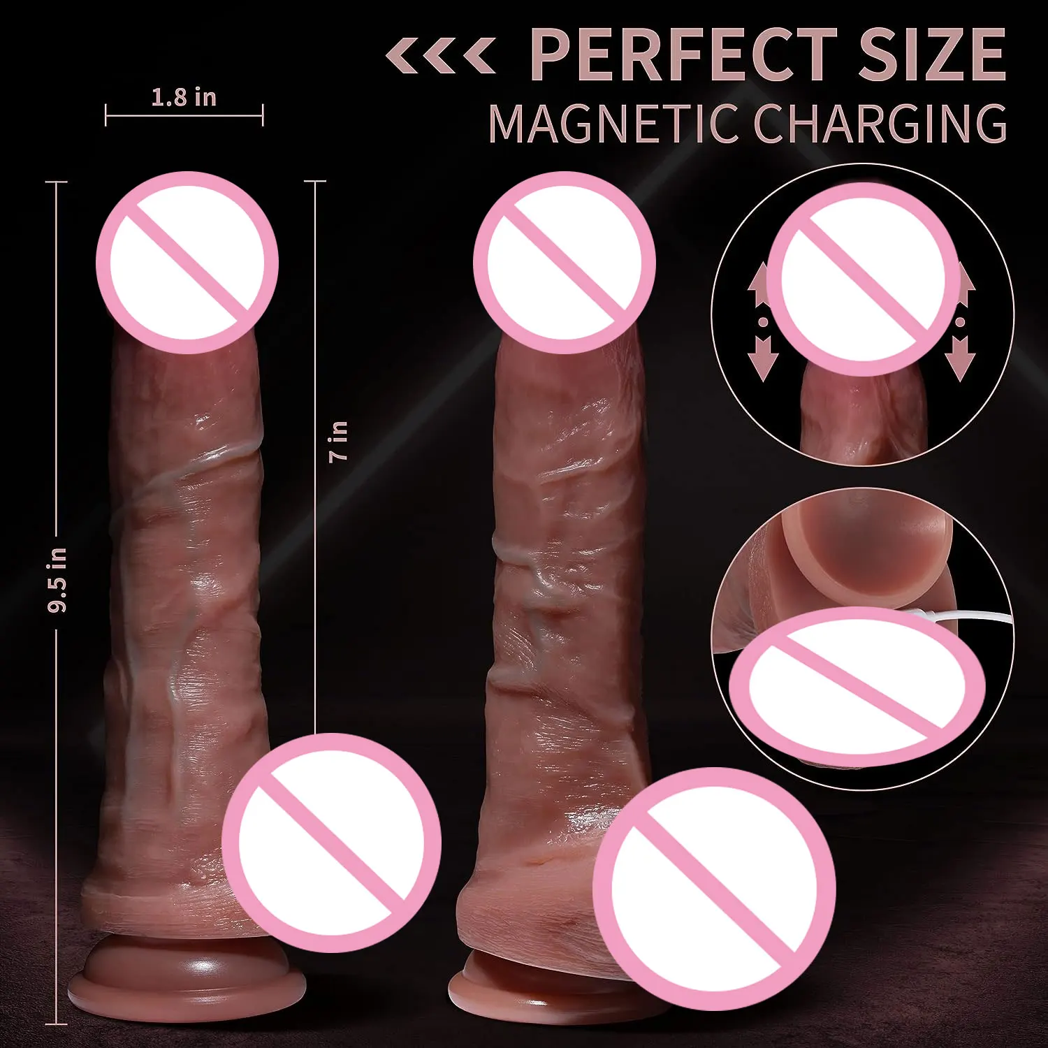 ZFWUN Realistic Dildo Thrusting Vibrator with 5 Thrusting Modes 9.5 Inch Vibrating G Spot Dildos Adult Sex Toys for Women